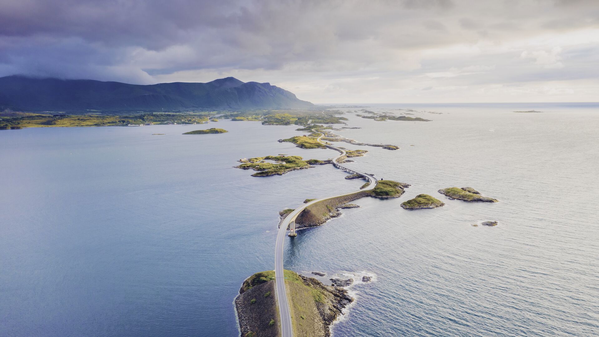 Aerial view of Storseisundet Bridge, Norway