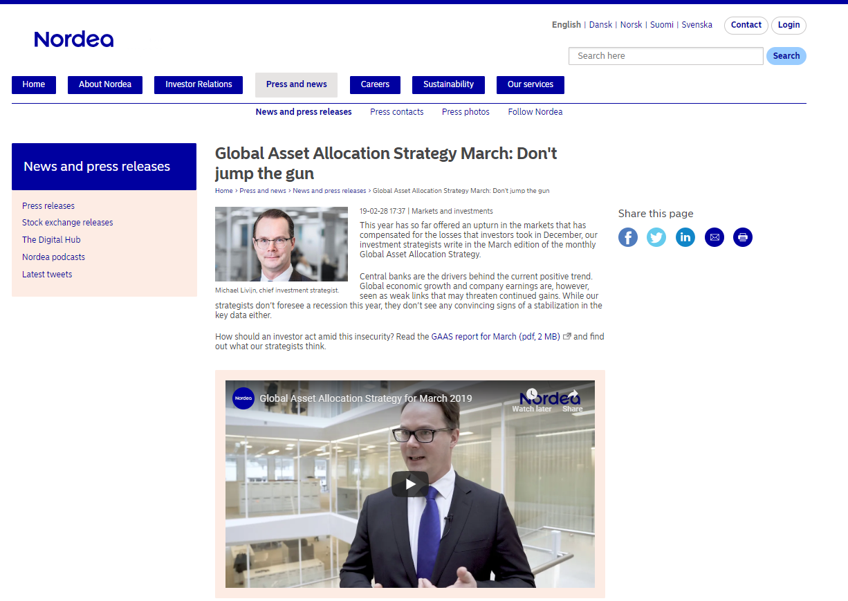 screenshot of a Nordea YouTube video