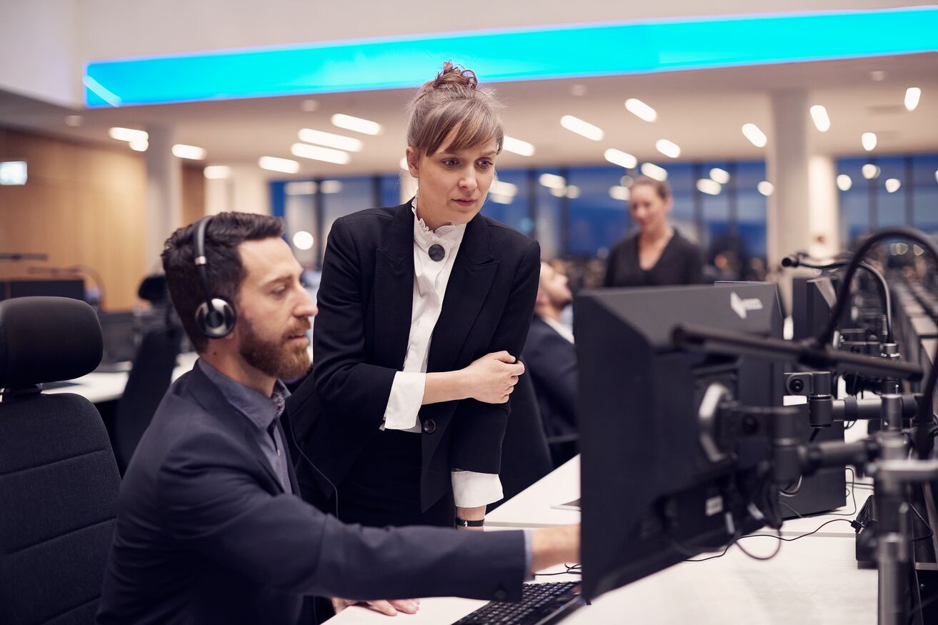 Employees working on the trade floor