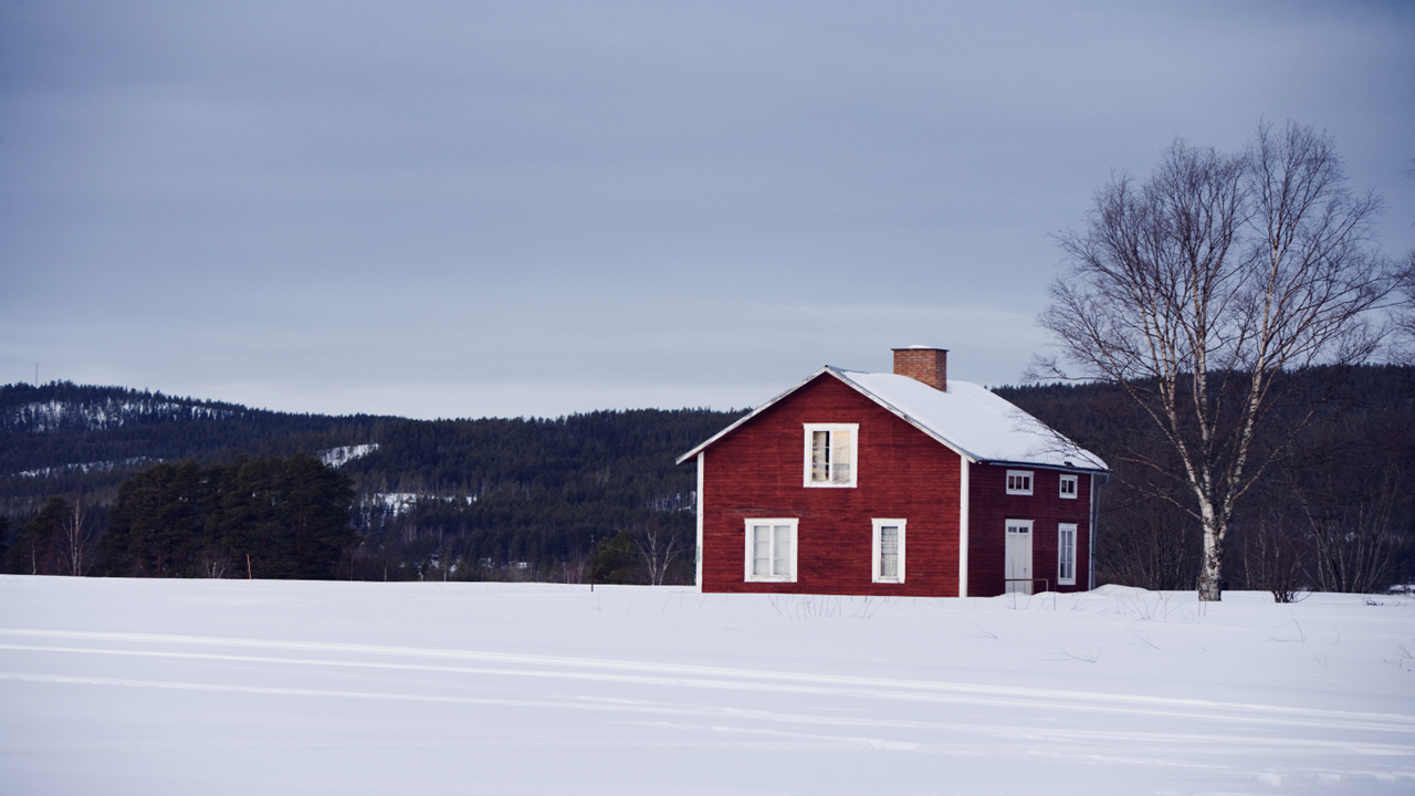 Single house in snow