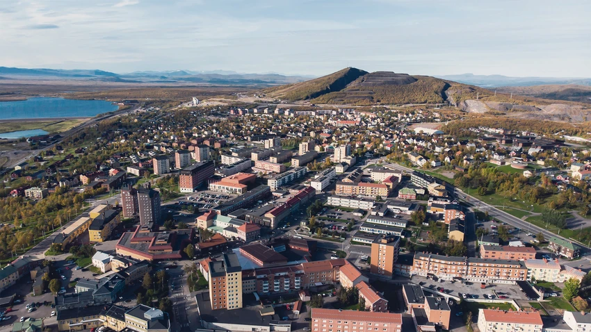 A birds view over Kiruna in summer time