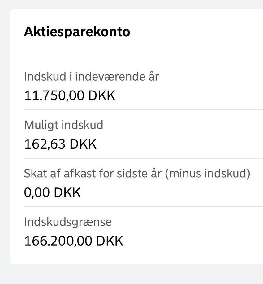 Se loftet for aktiesparekontoen i mobilbanken