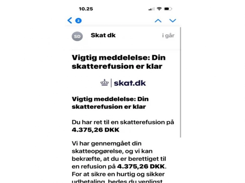 Eksempel på svindel sms