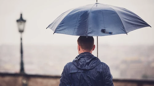 Man with umbrella