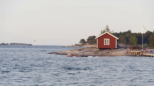 Sunset on a cute little cottage in the archipelago