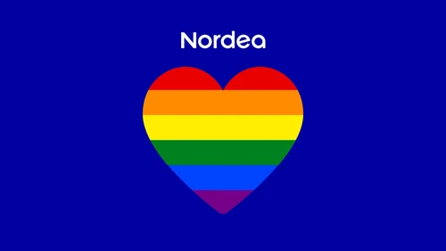 Nordea Pride rainbow-heart with logo