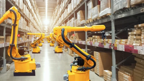 robots working in warehouse
