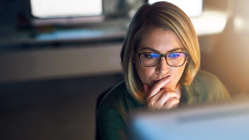 Woman looking at computer