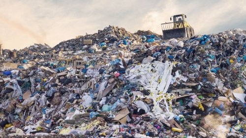 Garbage pile in trash dump