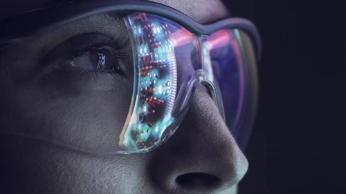 Reflection of a circuit board on glasses