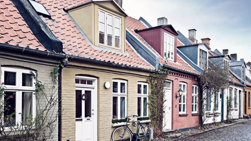 Colorful houses in Aarhus Denmark