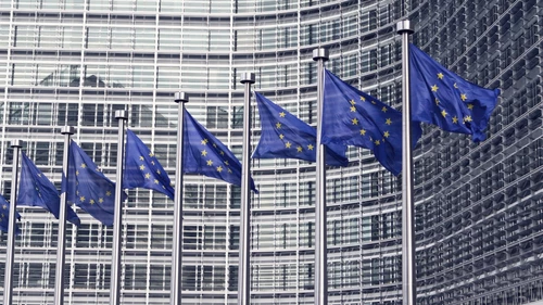 European flags in Brussels