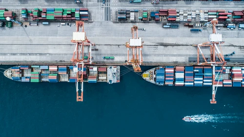 Shipping boats at the harbor