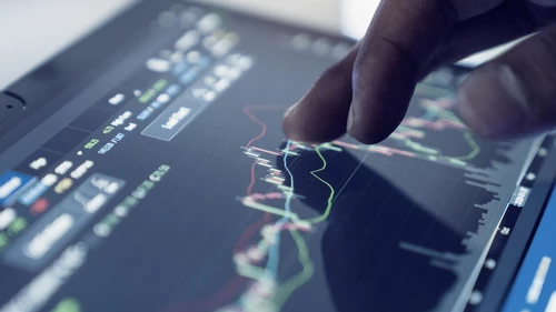 Market analyze with digital monitor.
