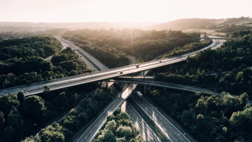 Intersecting highways with trees