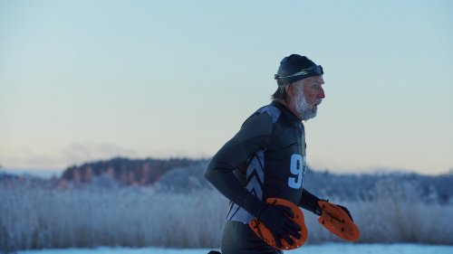 man running in wintertime