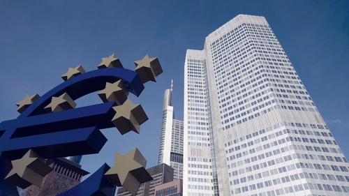 Giant euro sign in front of the ECB tower