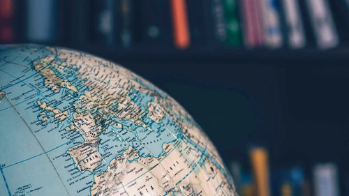 Close up on desktop globe