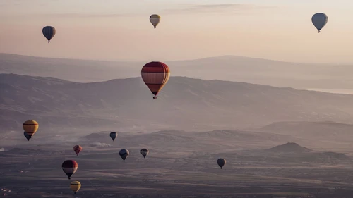 Hot air balloons at sunrise
