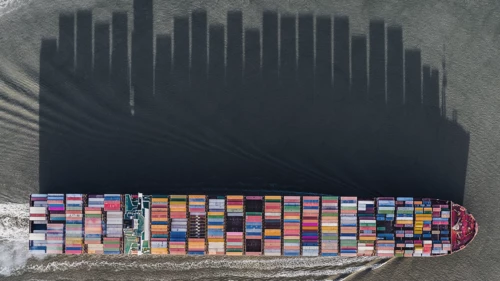 Containership on the sea