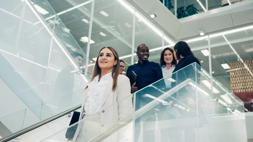 Group of people in stairs