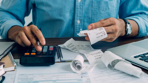 Man calculating