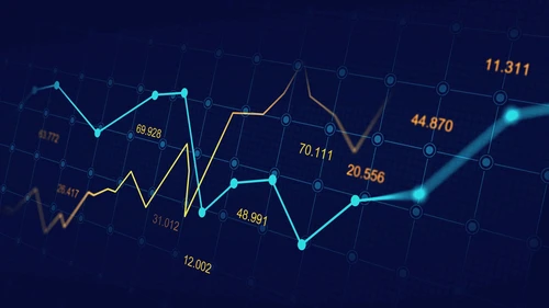 Stock market or forex trading graph