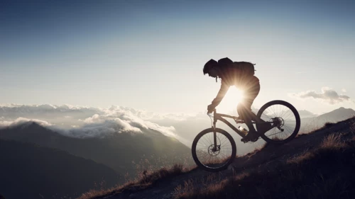 Mountain biker riding downhill