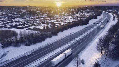 Transportation on the road in winter