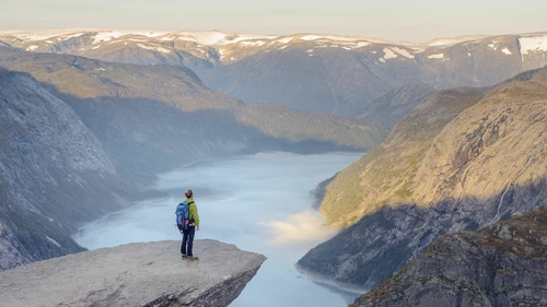 Hiker standing on Trolltunga