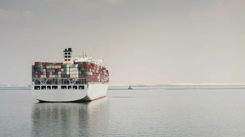 Container ship on the ocean