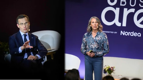 Statsministern och Annika Winsth på scenen i Åre