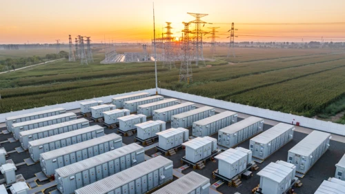 Energy storage power station in the sunrise