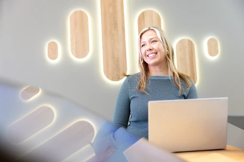 Women smiling at the office