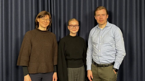 Tuuli Koivu, Jade Halme and Juho Kostiainen in a studio