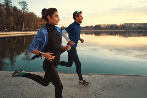 Runners jogging together