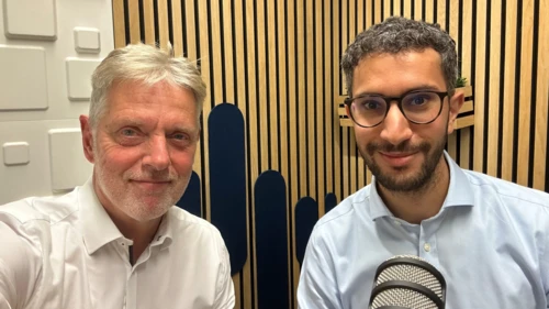 Helge J. Pedersen and Samir Barki in a podcast studio