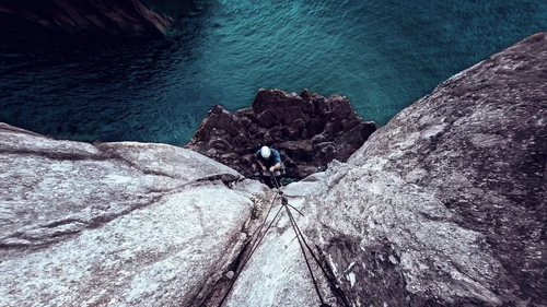 Man rock climbing