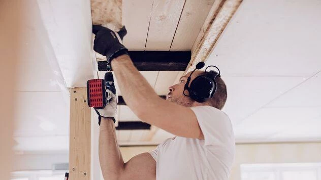 Man renovating house