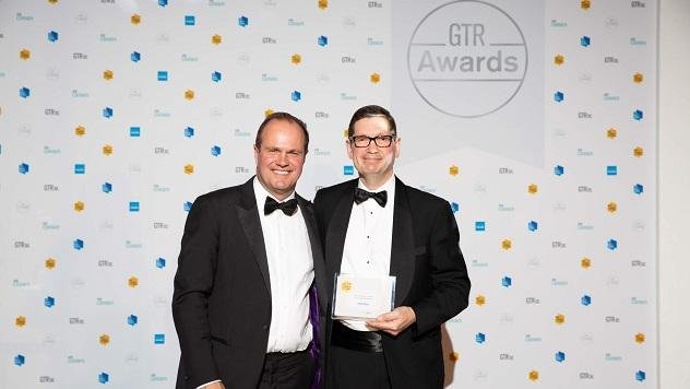 Kevin Connors, General Manager, Nordea London branch accepts the GTR award