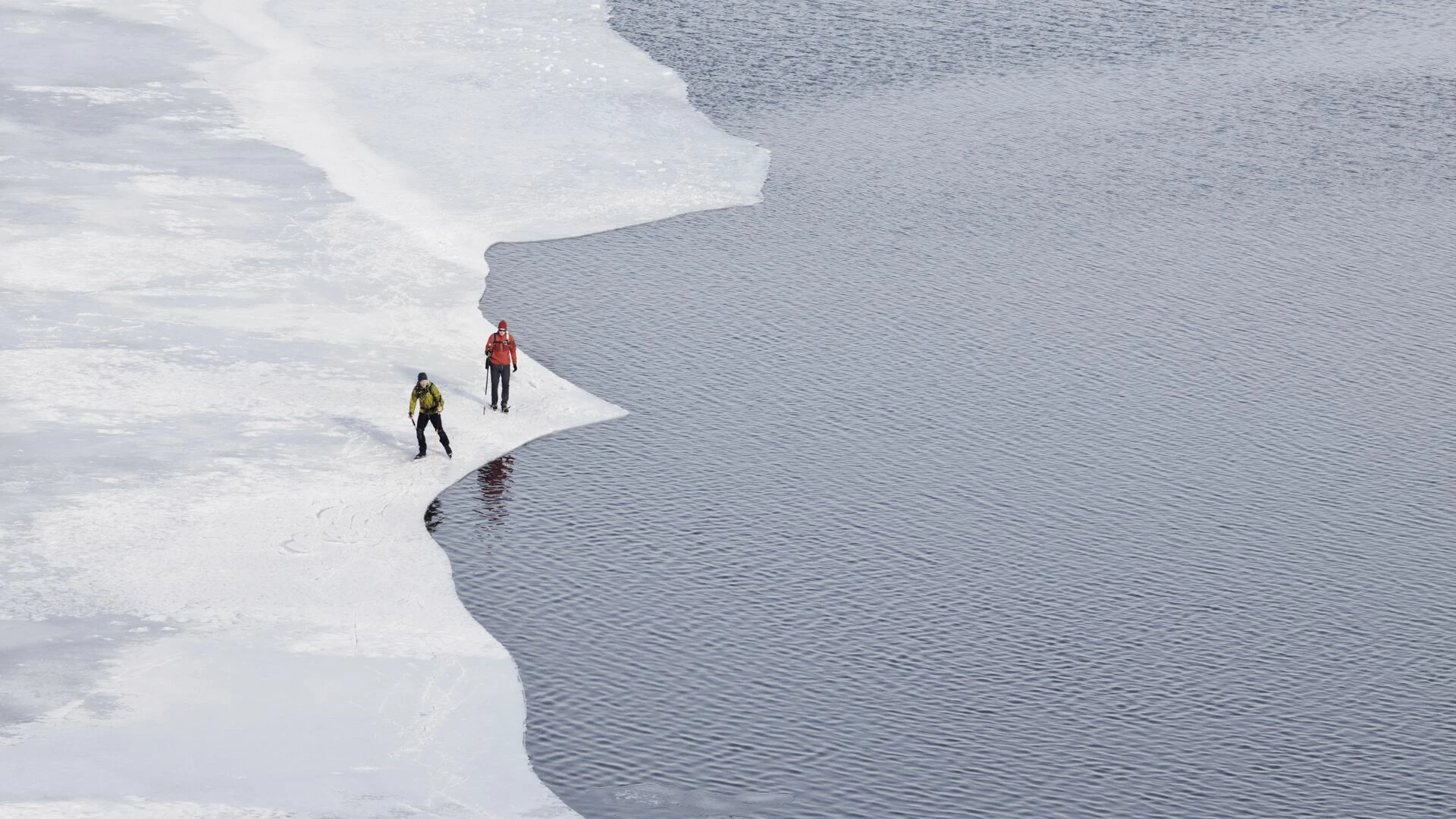 Ice skaters in bird's eye view