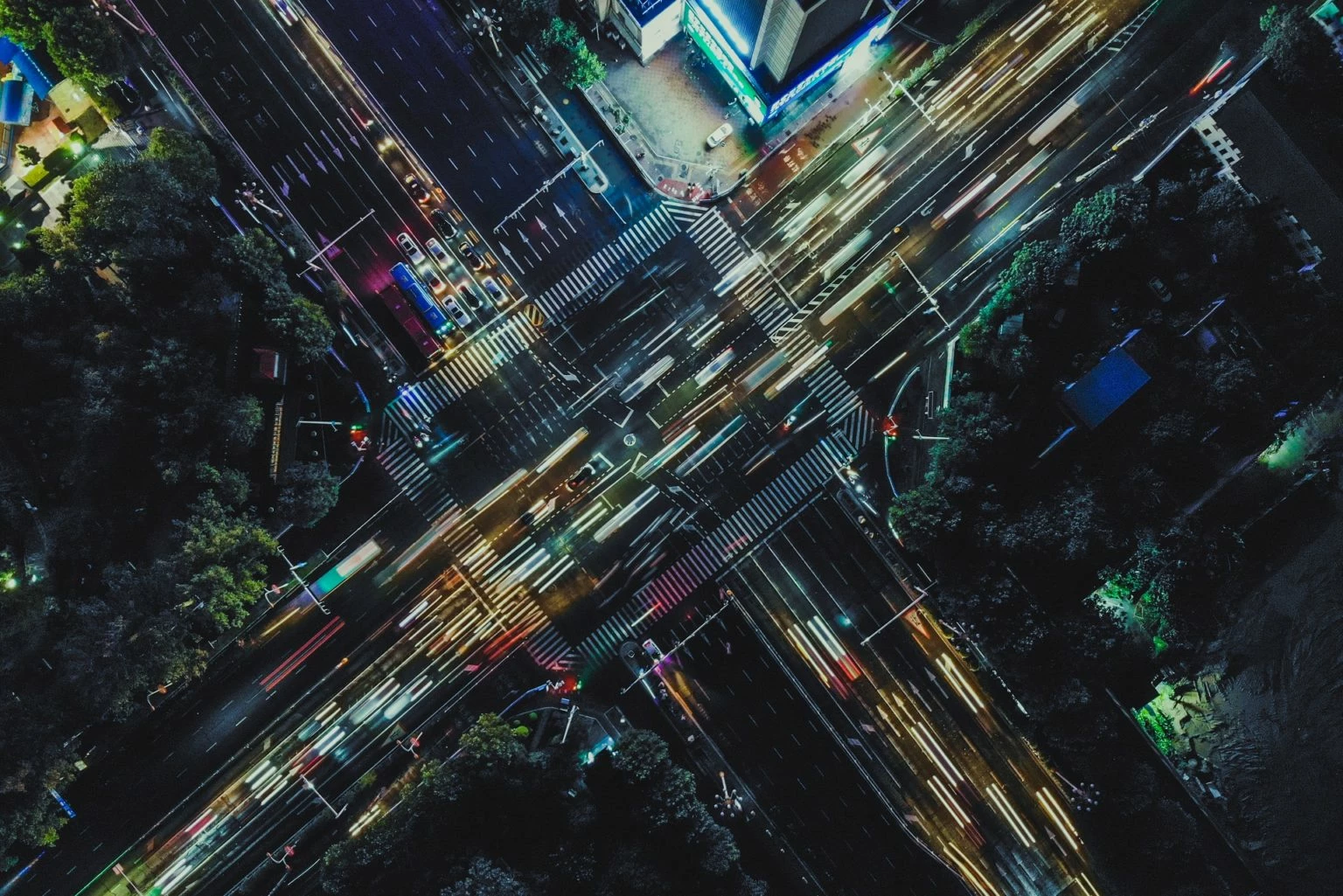 Intersection at night