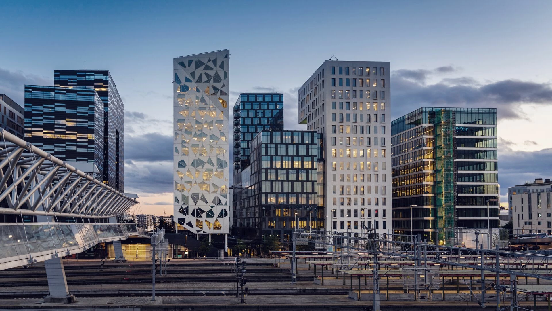 Oslo Norway modern skyline at sunset