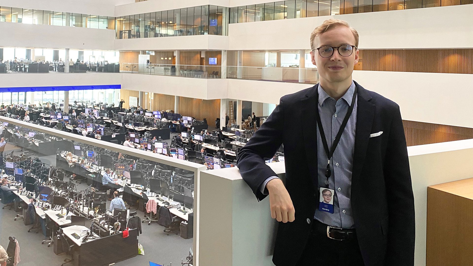 Joonas Karaila, Assistant Analyst, at Copenhagen office Trading floor