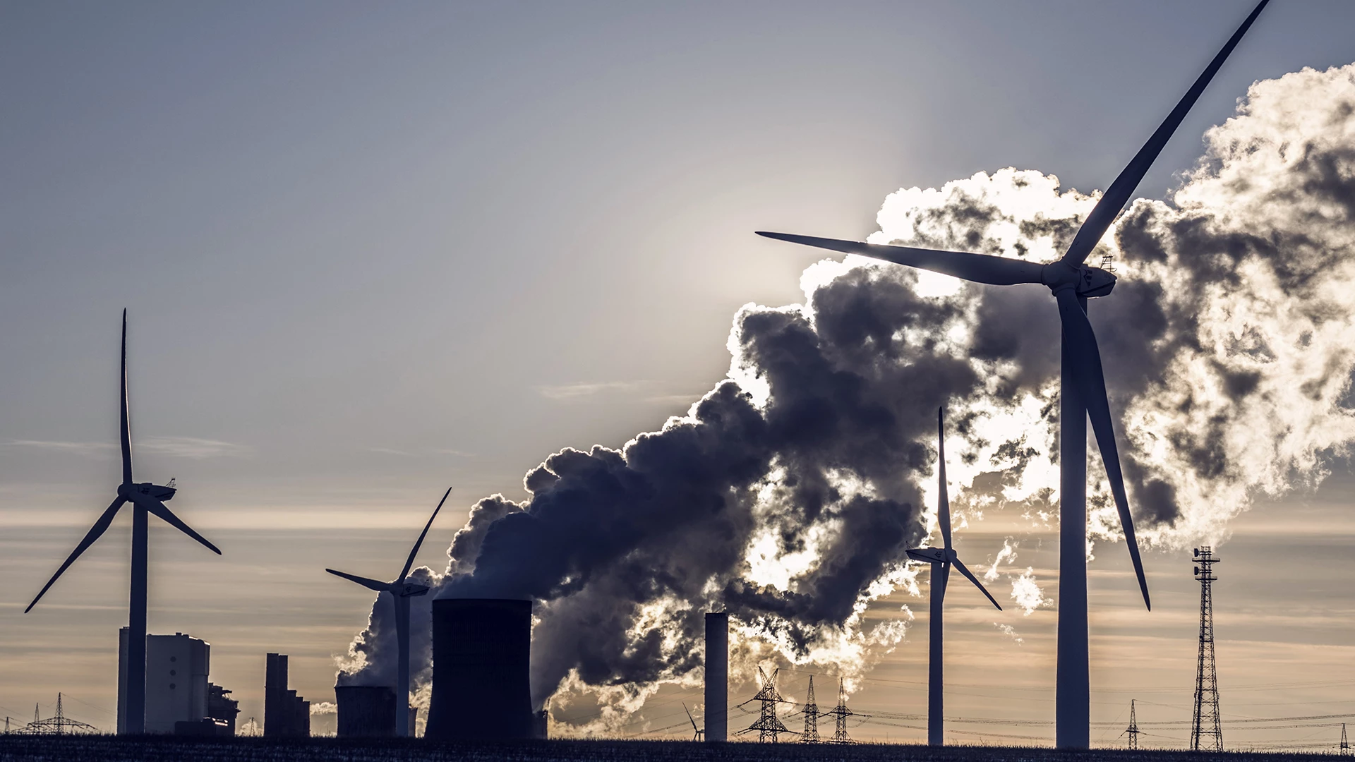 Windmills and power plant