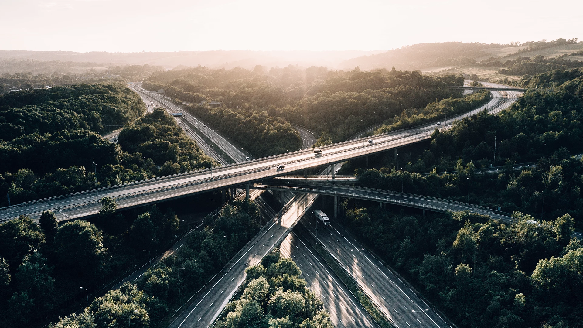 Intersecting highways with trees