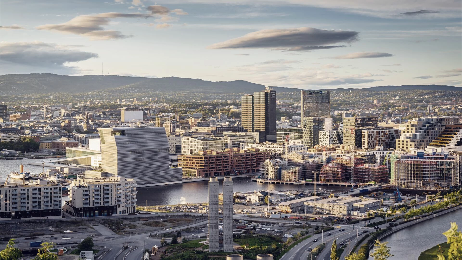 Oslo city in sunset