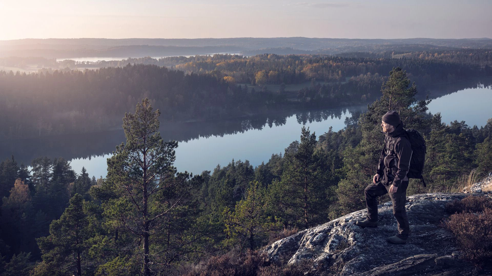 Hiker looking at view