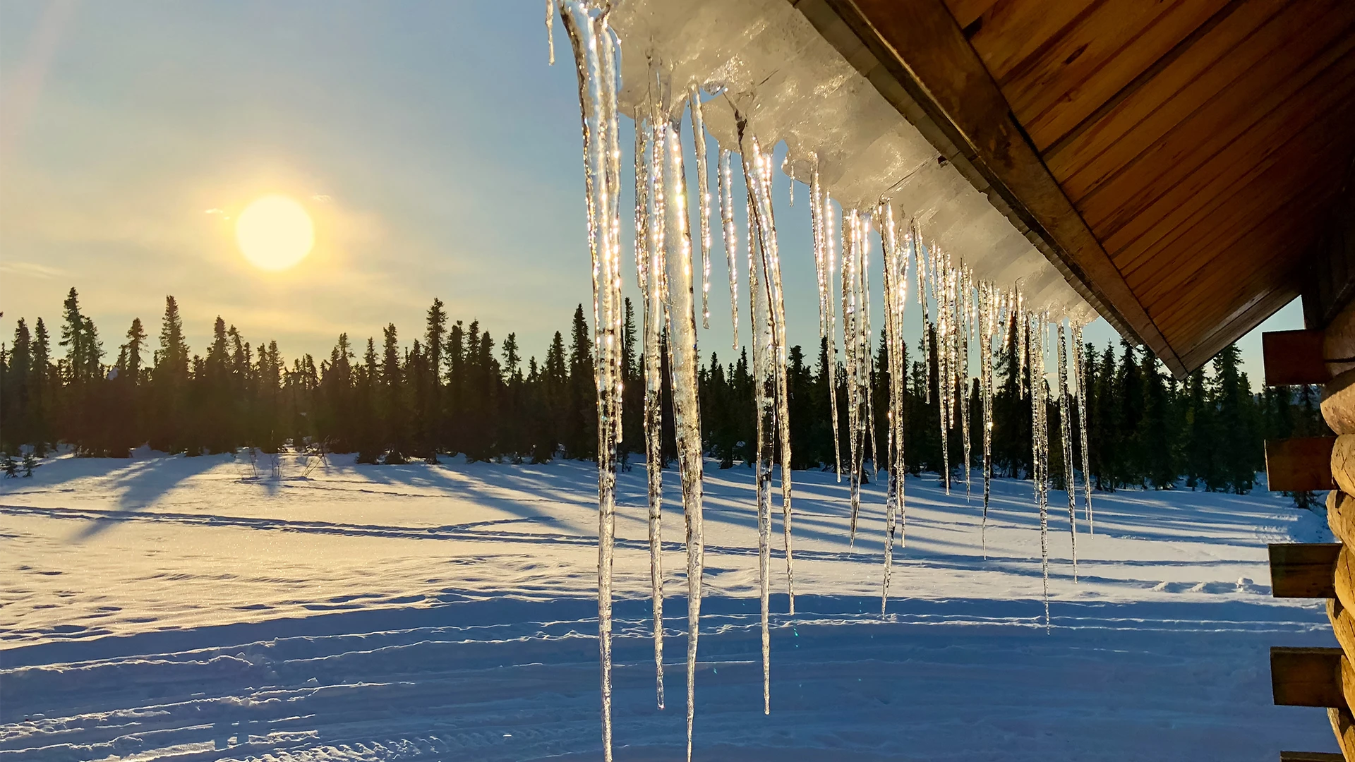 Snow melting from roof