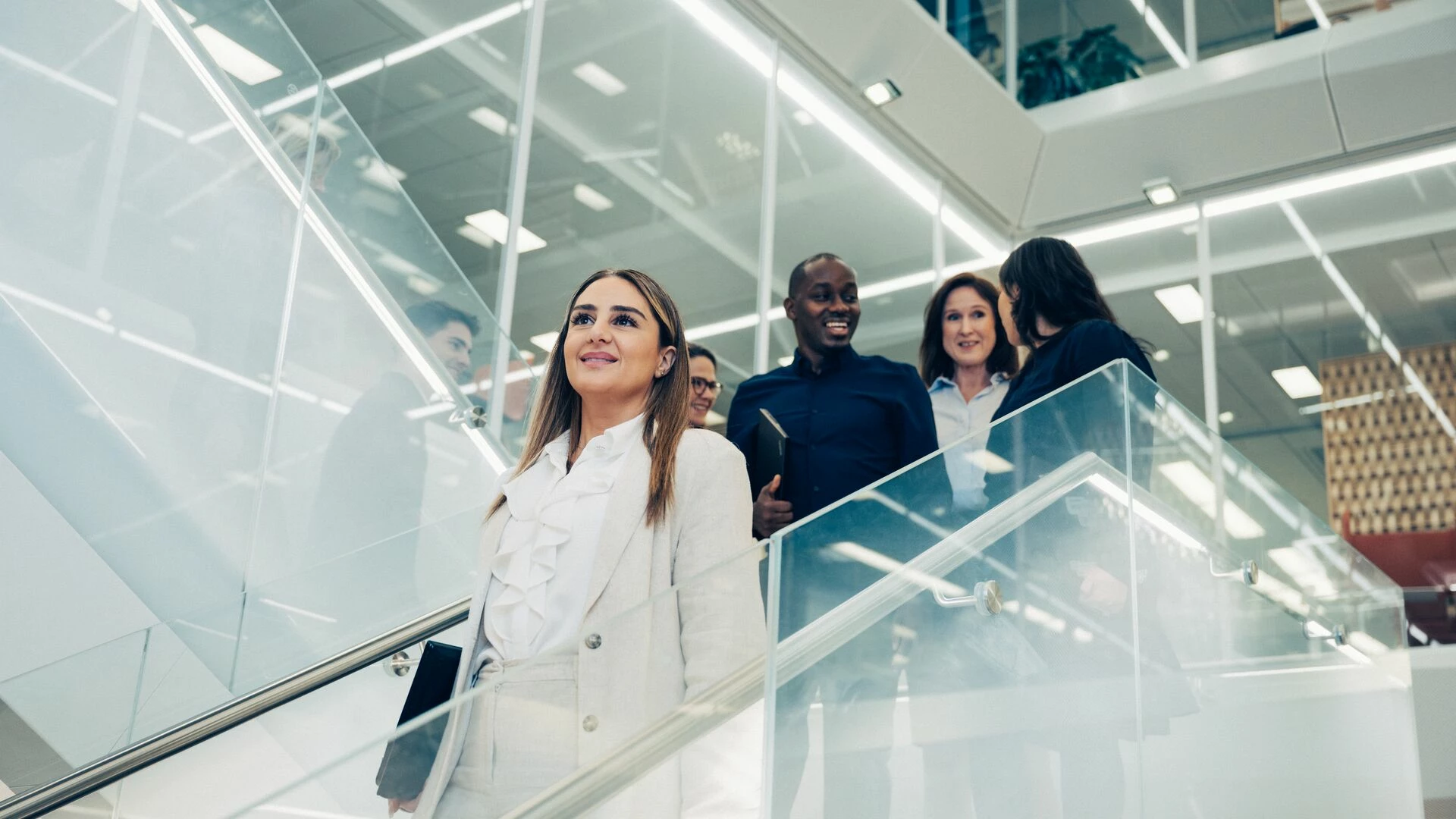 Group of people in stairs